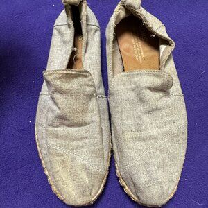 Toms Blue Canvas Slip On Espadrilles Denim Womens US 8 EU 38.5 Good Condition